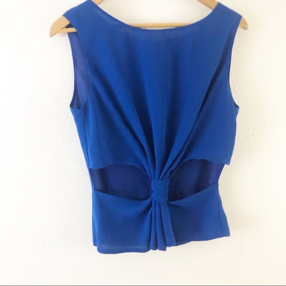 Foreign Exchange Cut Off front blue Sleeveless Blouse size L
